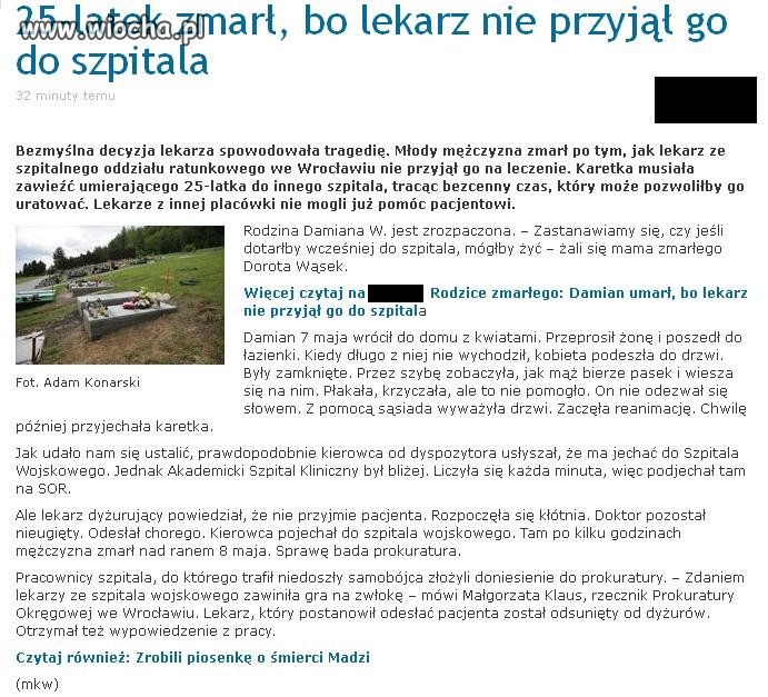 Wiocha dla polskiej słuzby zdrowia.