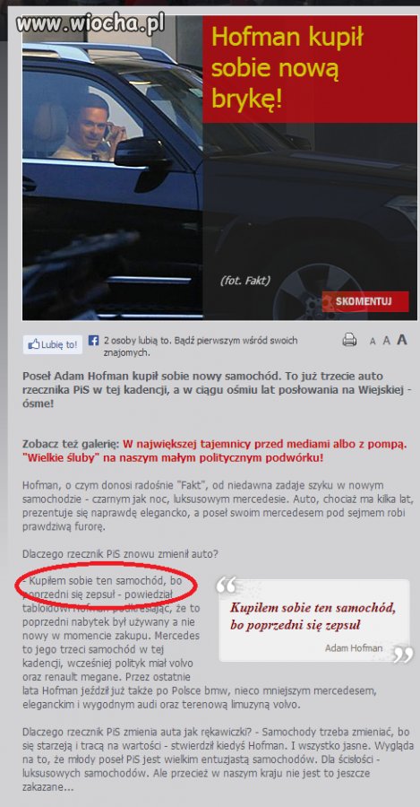 Kupił nowe auto bo stare się popsuło