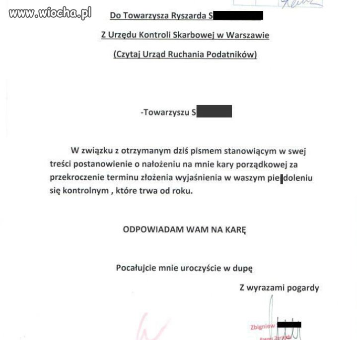 Pismo do urzędu...