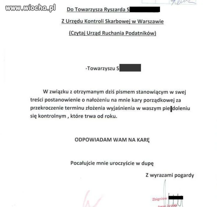 Pismo do urzędu...