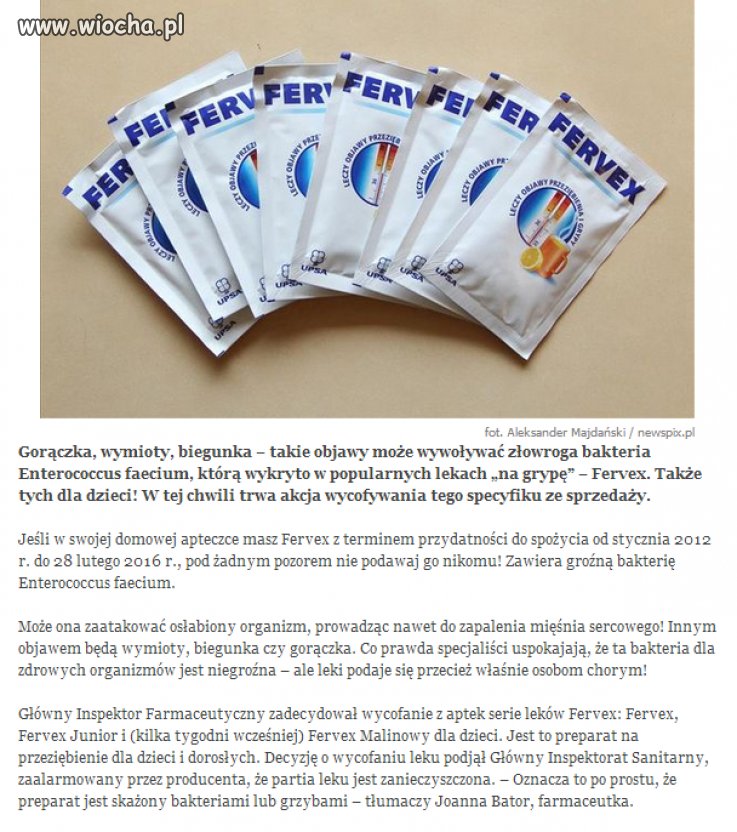 Kolejna skażona seria popularnego leku na grypę.