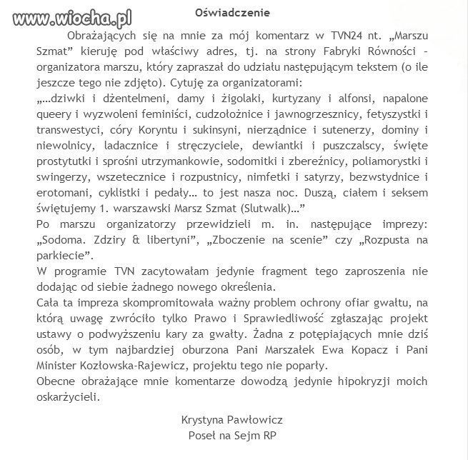 Wydała oświadczenie