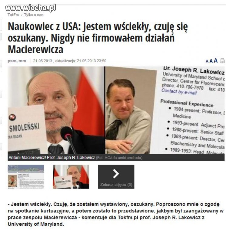 To jest właśnie wiarygodność Macierewicza 