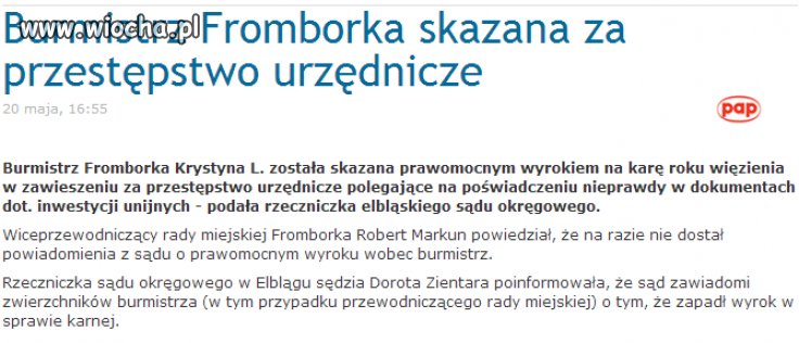 Burmistrz Fromborka skazana