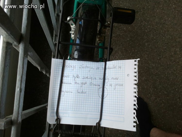 Złodzieju lampki rowerowej; dziękujemy 