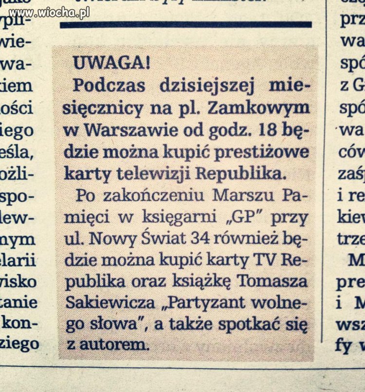 Handelek Gazety Polskiej podczas miesięcznicy.