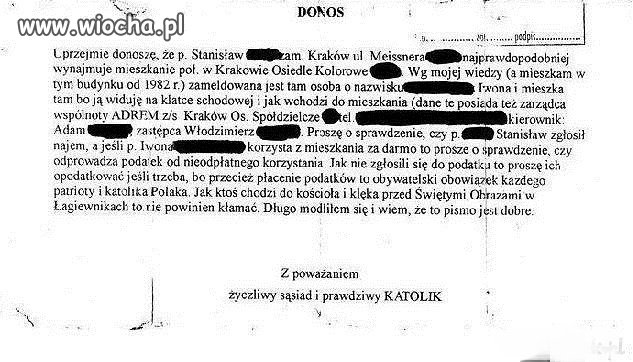 "Życzliwy" donos... 