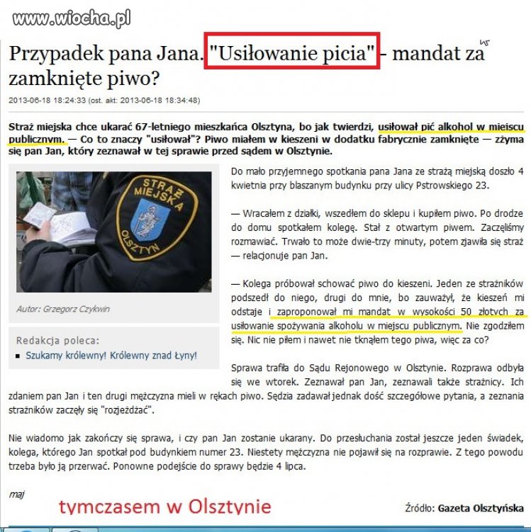 Straz Miejska "usilowanie picia "