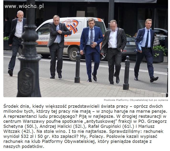 Posłowie PO jedzą i piją za nasze pieniądze.