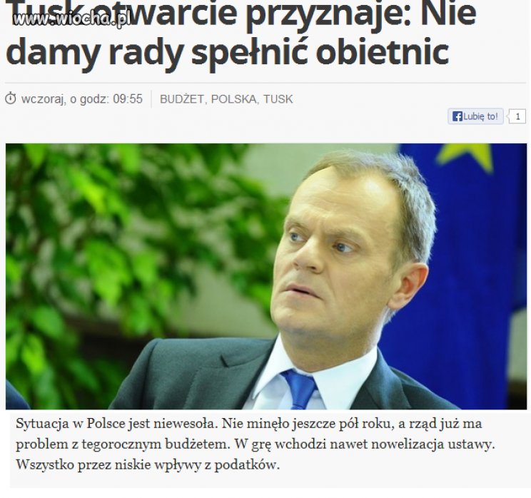 Tusk otwarcie przyznaje...Nie spełni obietnic...