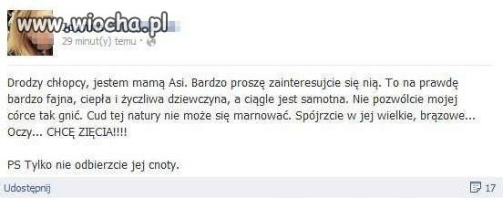 Mama w poszukiwaniu chłopaka dla córki.