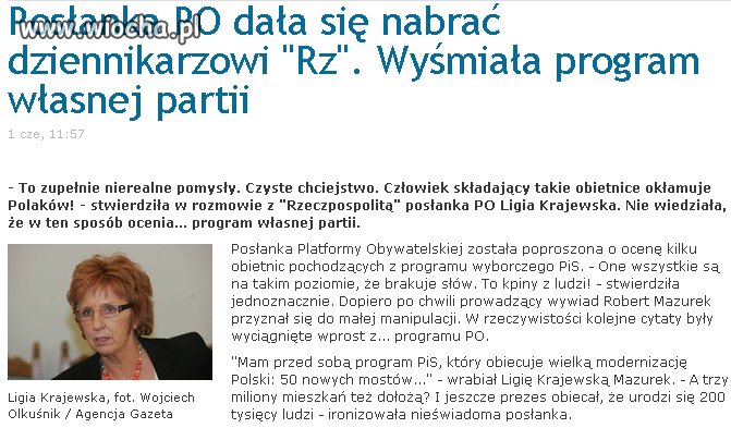 Wyśmiała program własnej partii