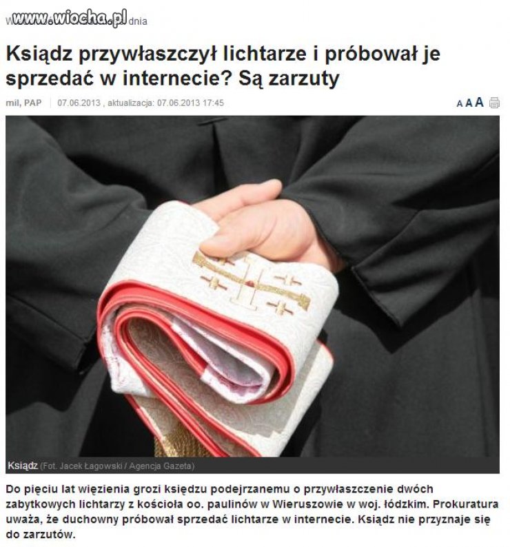 Tym razem złodziej a nie pedofil ...