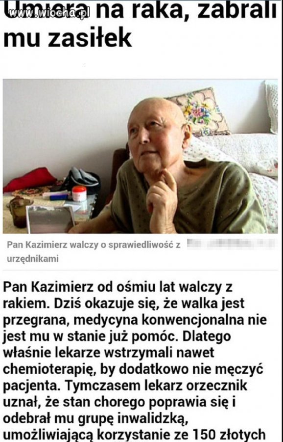 Umiera na raka