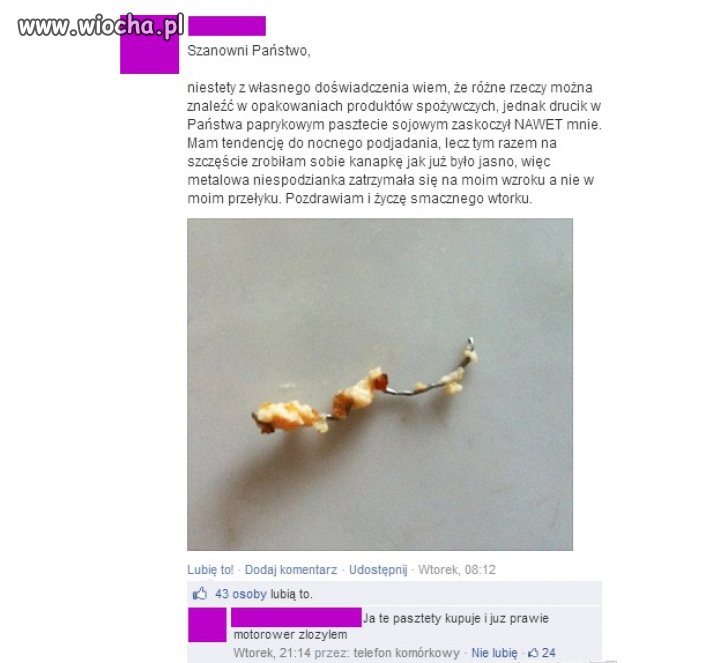 Paprykowy pasztet z metalową niespodzianką.