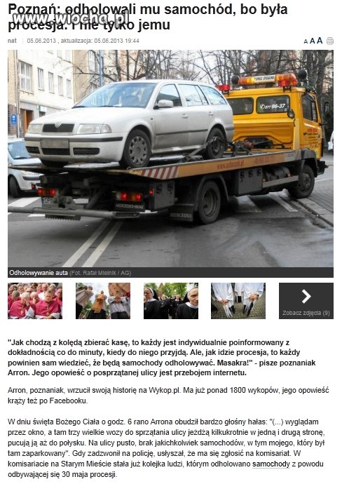 Odholowali samochód