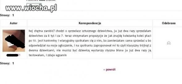 Sprzedam dziewictwo.