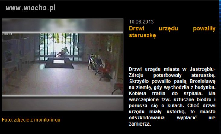 Niesprawne drzwi mocno poobijały staruszkę