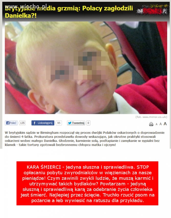 SPRAWIEDLIWOŚĆ - Śmierć za śmierć dziecka