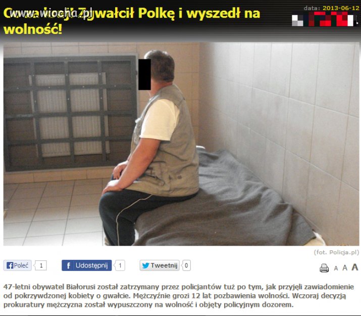 Zgwałcił Polkę i wypuszczono go na wolność...