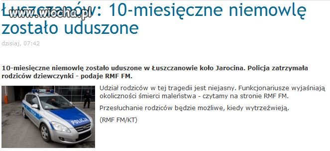 Pijani rodzice udusili dziecko
