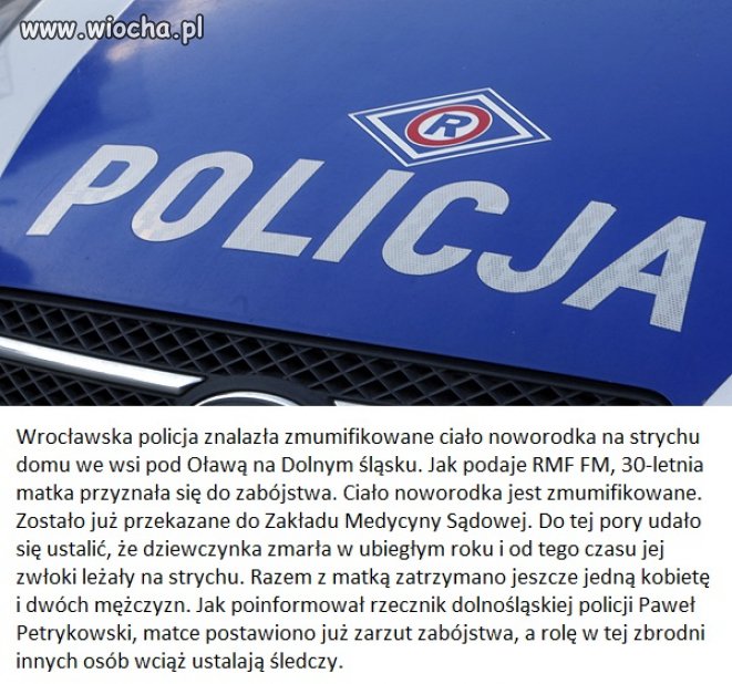Wrocławska policja znalazła zmumifikowane ciało noworodka na strychu domu