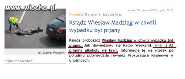 Ksiądz miał 2,02 promila alkoholu