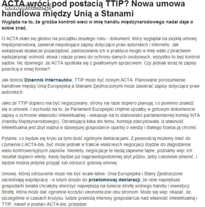 ACTA powróci?