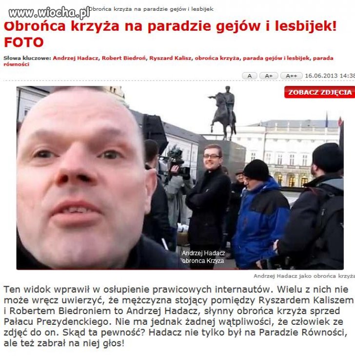 Obrońca krzyża na paradzie gejów i lesbijek!
