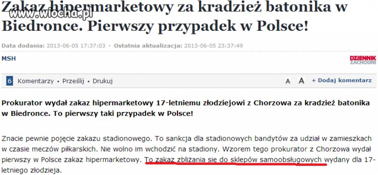 Dostał zakaz zbliżania się do sklepów samobsługowych