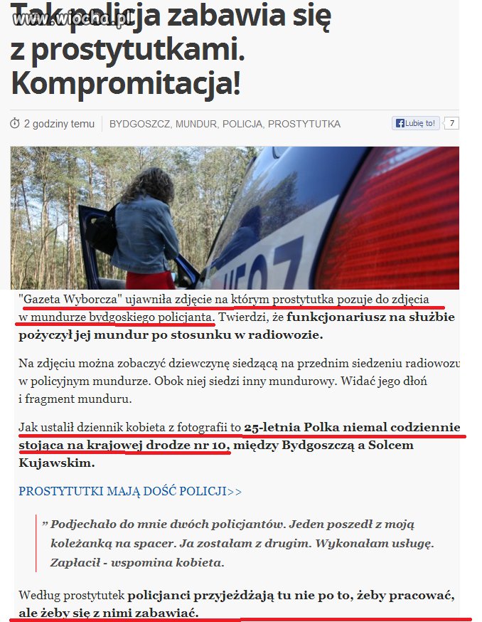 Policja zamiast pracować zabawia się z prostytutkami