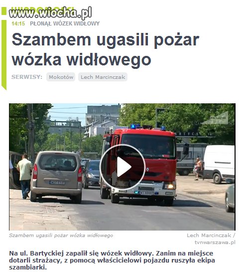Szambiarką ugasili pożar...