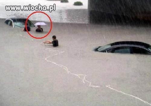 Dobrze, że ma parasol... 