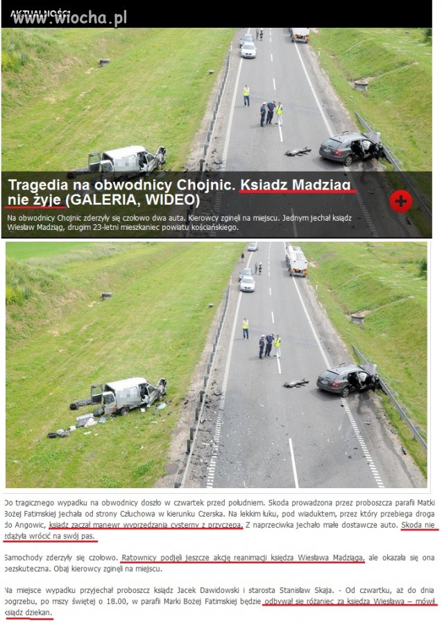 Ksiądz spowodował wypadek zabijając 23-latka