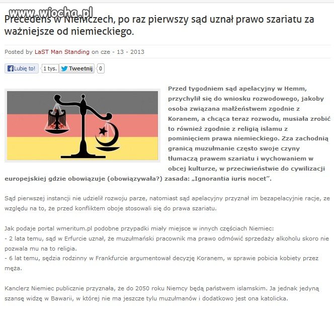 Prawo szariatu ważniejsze od Niemieckiego