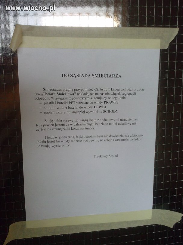 Do sąsiada śmieciarza!