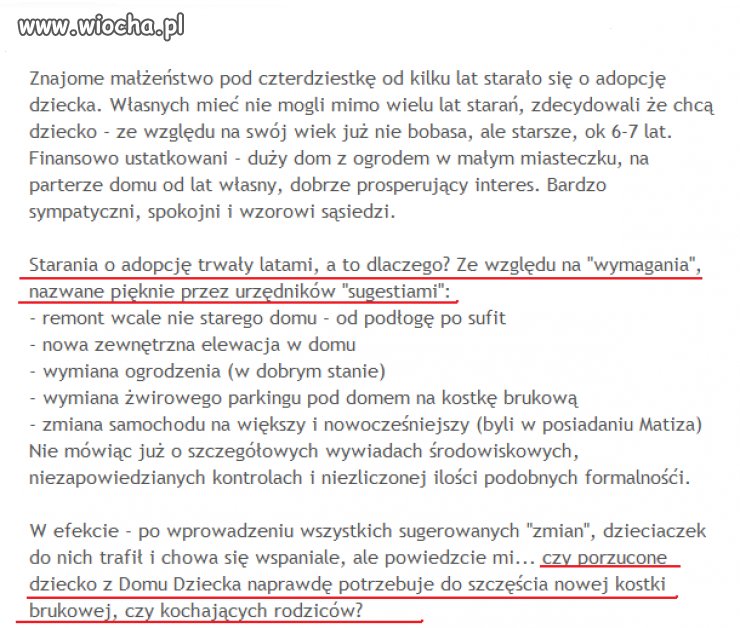 "Wymagania" przy adopcji.