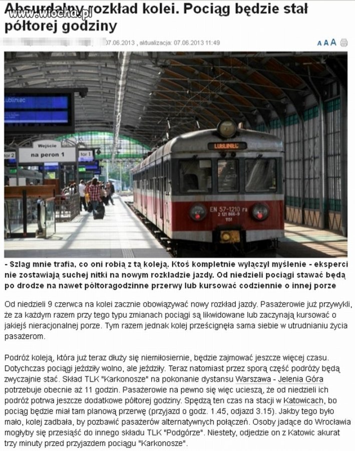 Pociąg miał czekać półtorej godziny