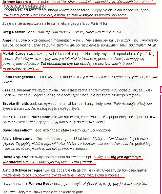 Najgłupsze teksty gwiazd