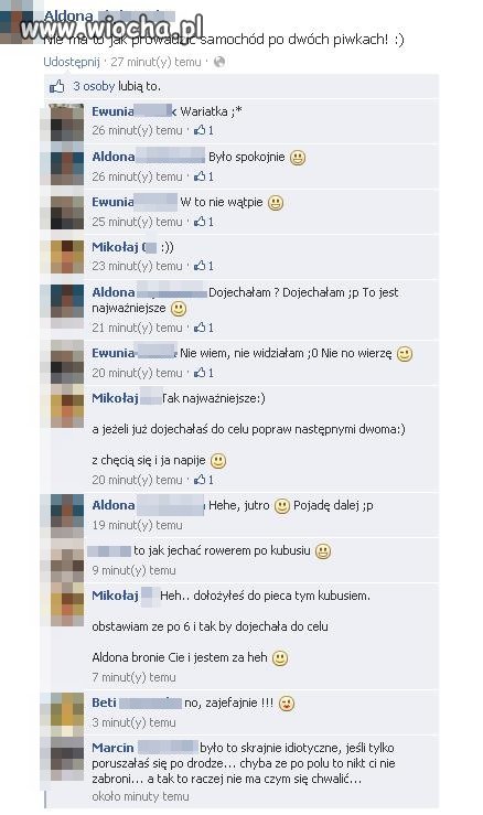 Jedź po alkoholu i chwal się tym wyczynem na FB