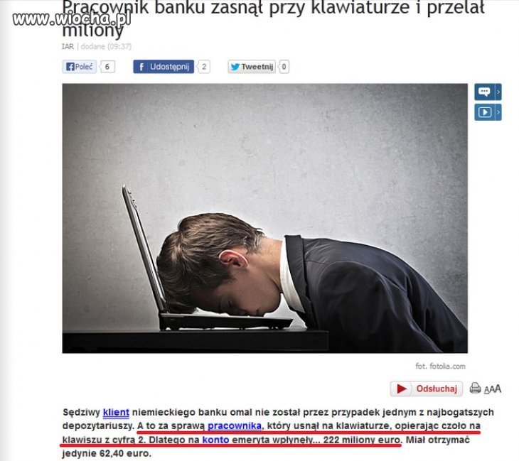 Nigdy nie zasypiaj podczas robienia przelewu...