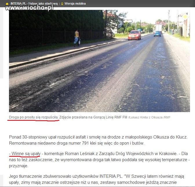 Droga się rozpuściła - winne są upały!