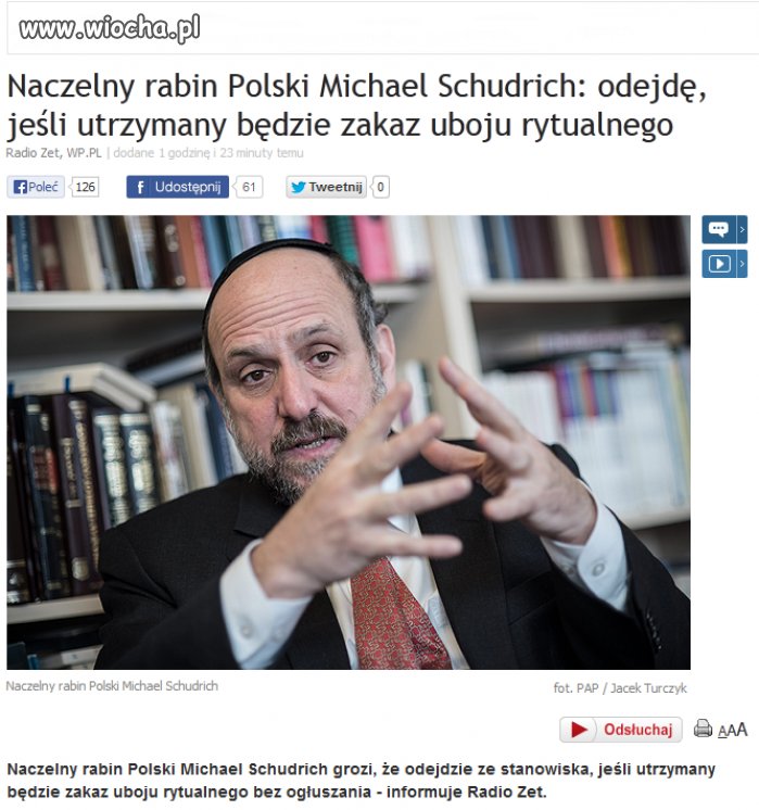 Odejdzie, jeśli zakaz uboju zostanie utrzymany