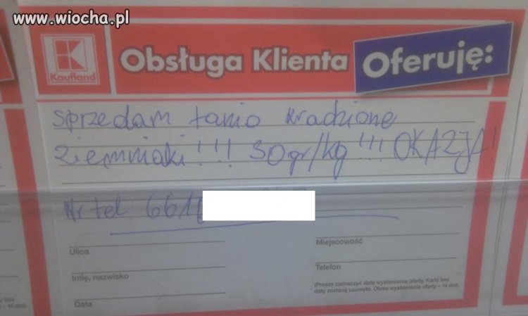 Sprzedam kradzione ziemniaki