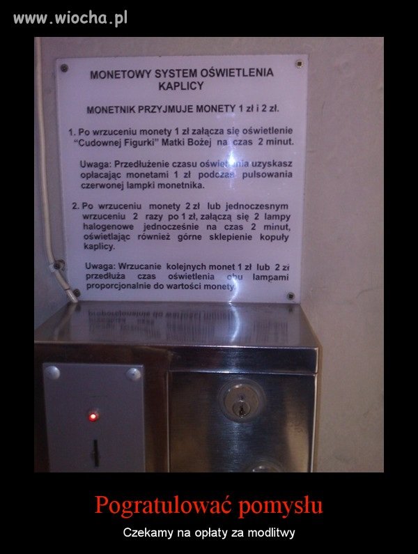 Opłata za oświetlenie kościelnej figurki