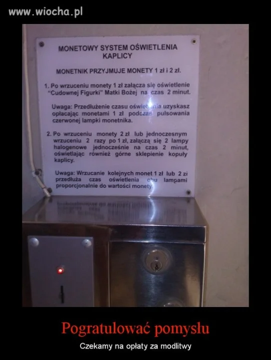 Opłata za oświetlenie kościelnej figurki