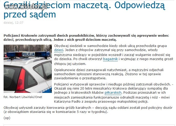 Grozili dzieciom maczetą