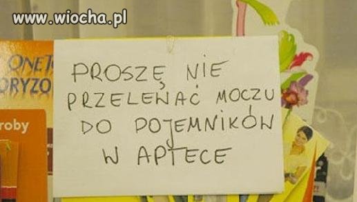 Ludzie przychodzili do apteki z moczem w słoikach