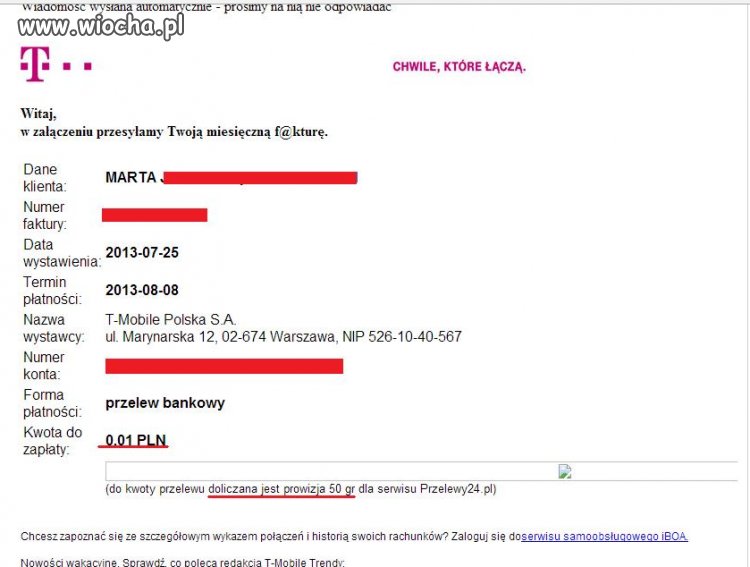 Faktura z T-Mobile...na kwotę 0,01Pln...