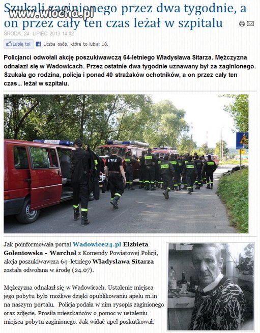 Policja szukała tego pana 2 tygodnie...